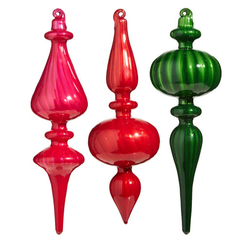 9.75 Blown Glass Finial Ornament