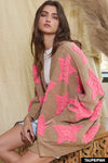 STAR RIB KNIT DROP SHOULDER CARDIGAN