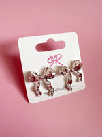 Silver Ribbon Bow Stud