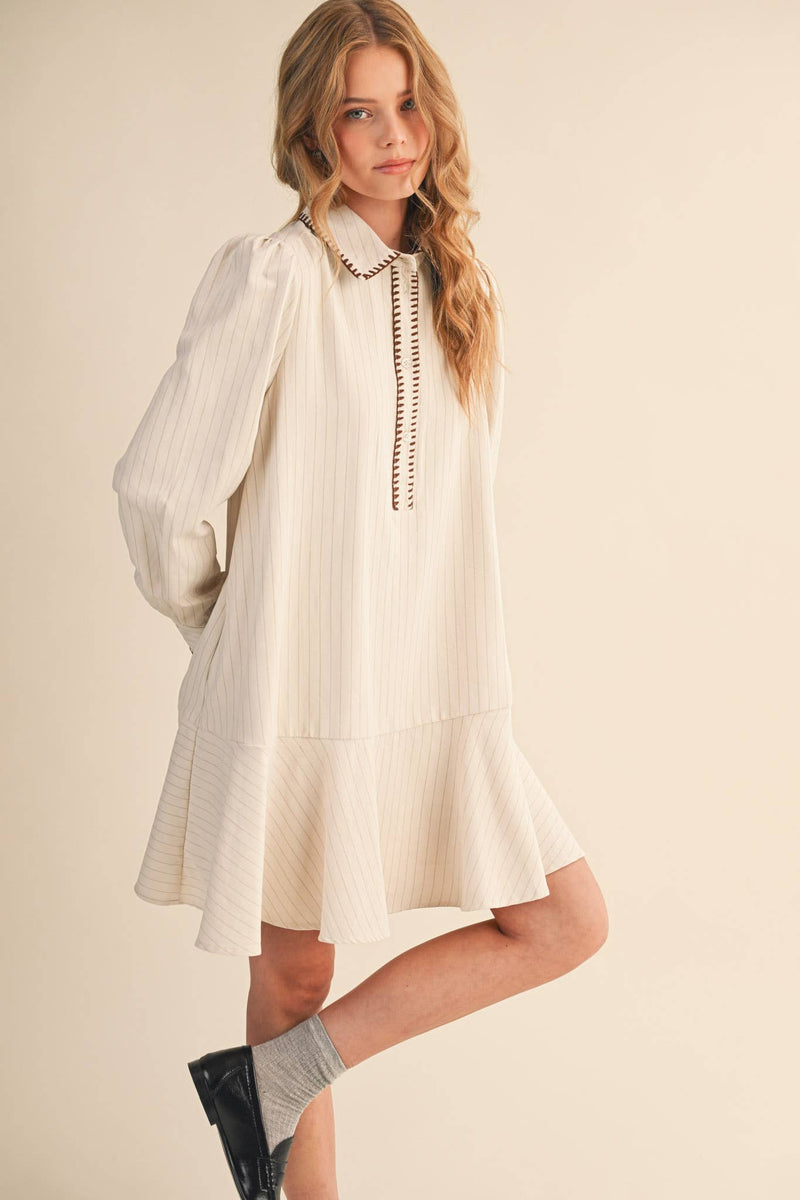 STRIPED BUTTON DOWN MINI DRESS