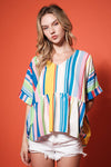 Multi Color Baby Doll Woven Top