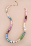 Natural Agate Glass Semi-Precious Bead Necklace