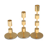 Contemporary Gold Aluminum Metal Candle Holder Set of 3