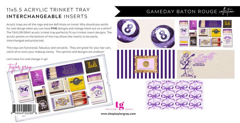 5.5x11 GAMEDAY BATON ROUGE trinket tray insert set of 5