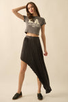 Accordion Pleated Asymmetrical Maxi Skirt