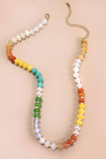 Natural Agate Glass Semi-Precious Bead Necklace