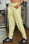 P5543 Solid Terry Raw Edge Low Crotch Joggers Sweatpants