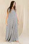 R5120P Wide Leg Yarn-dyed Stripe Knit Jumpsuit