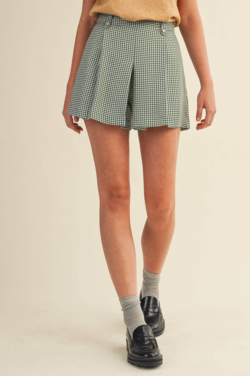 HOUNDSTOOTH PLEATED SHORTS