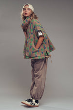 Oversized Floral Sherpa Fleece Vest