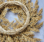 Asparagus Fern Christmas Wreath 22" Gold