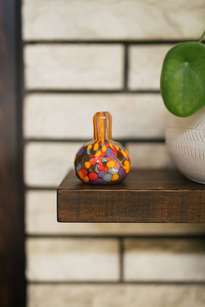 Glass Blown Jester Mini Vase: Bubble Vase