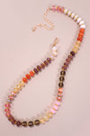 Natural Agate Glass Semi-Precious Bead Necklace