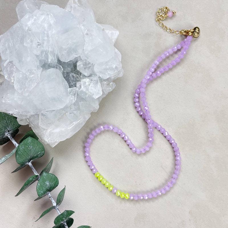 Mia// Lilac Crystal Beaded Delicate Necklace