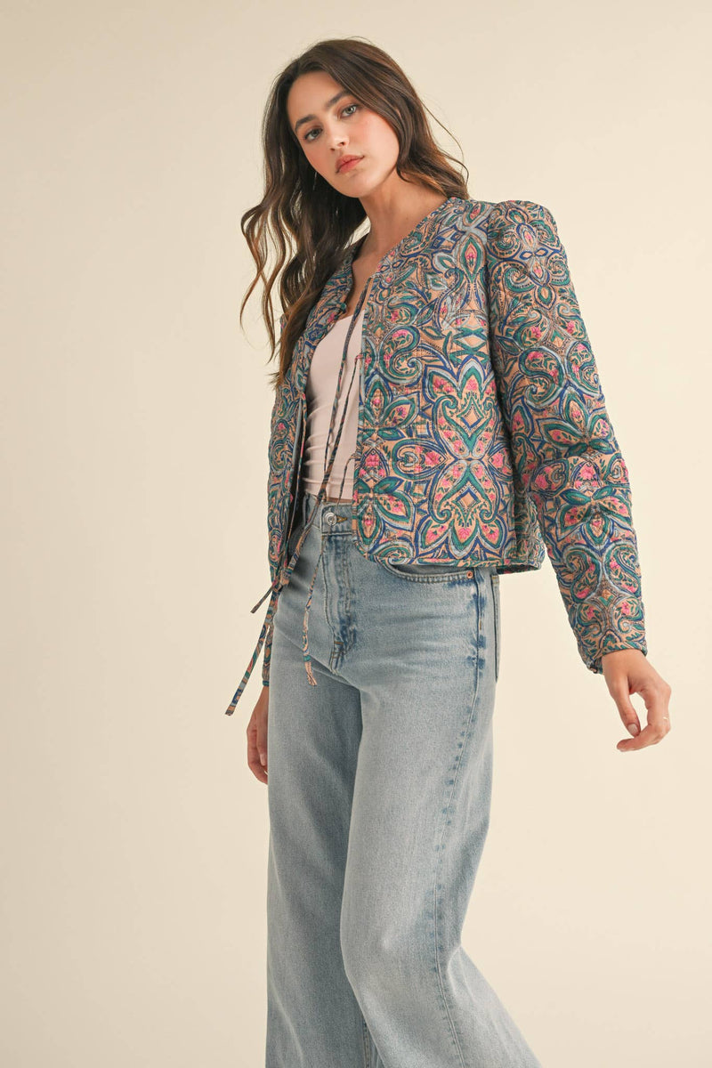 QUILTED PAISLEY PRINT JACKET
