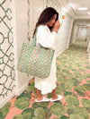 Quilted Block-Print Tote Bag