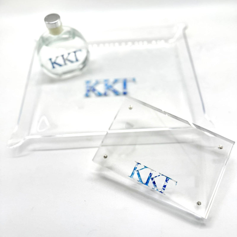 Sorority Acrylic Pinch Tray - Patterned Greek Letters