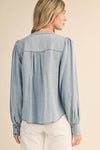 CHAMBRAY BUTTON DOWN TOP WITH PINTUCK DETAIL MTP4363