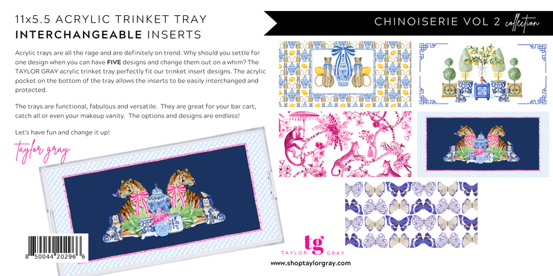 5.5x11 CHINOISERIE trinket tray insert set of 5