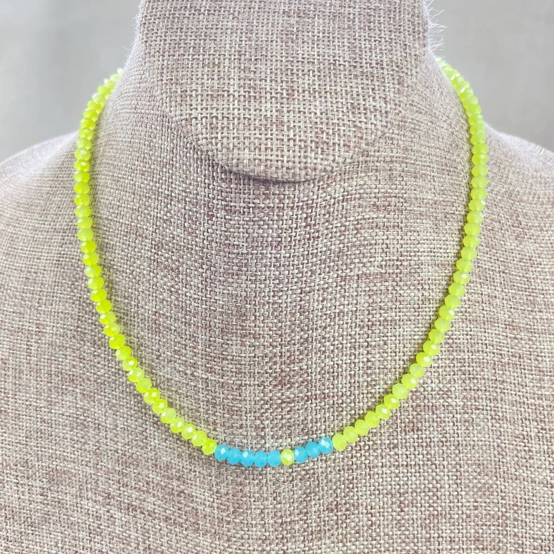 Mia// Limeade Crystal Beaded Delicate Necklace