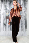 Velvet Straight Wide-Leg High Rise Pants VP81978A