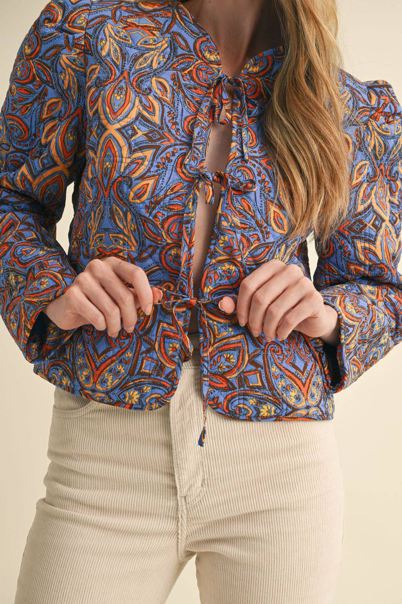 QUILTED PAISLEY PRINT JACKET