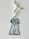 Shih Tzu White Bow Ornament