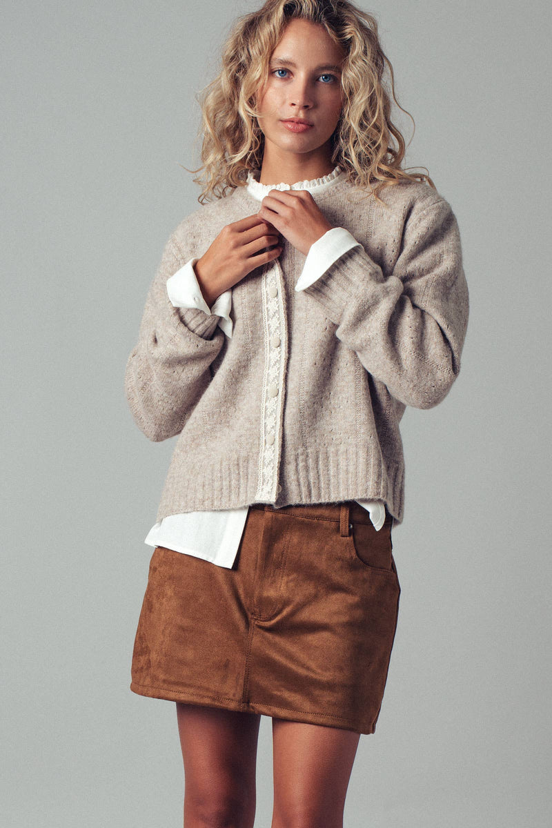 Faux Suede Mini Skirt with Inner Shorts