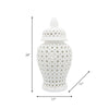 Ceramic Intricate Cut Out Lidded Jar - White, 24 in.