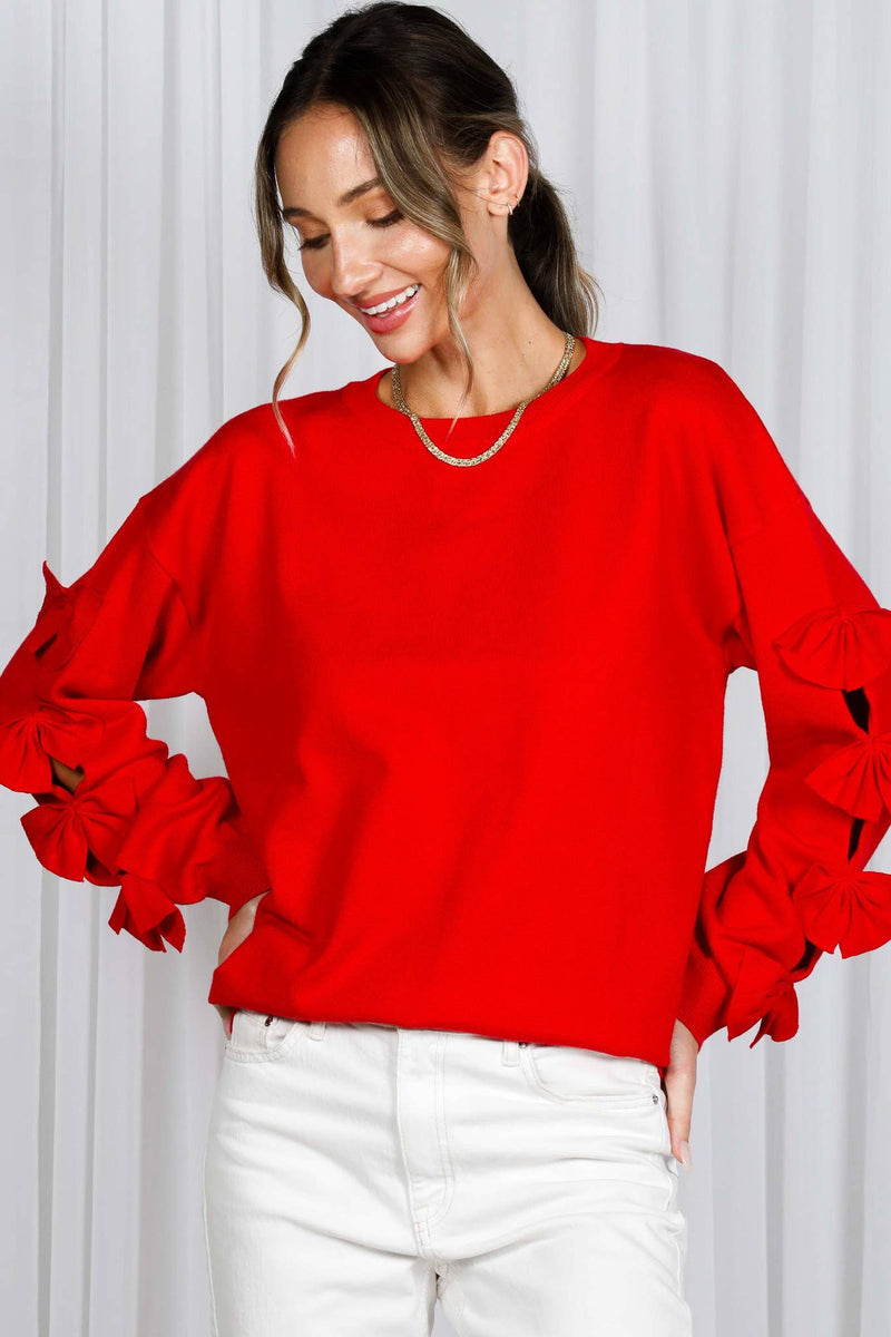 Long Sleeve Bow Detail Sweater