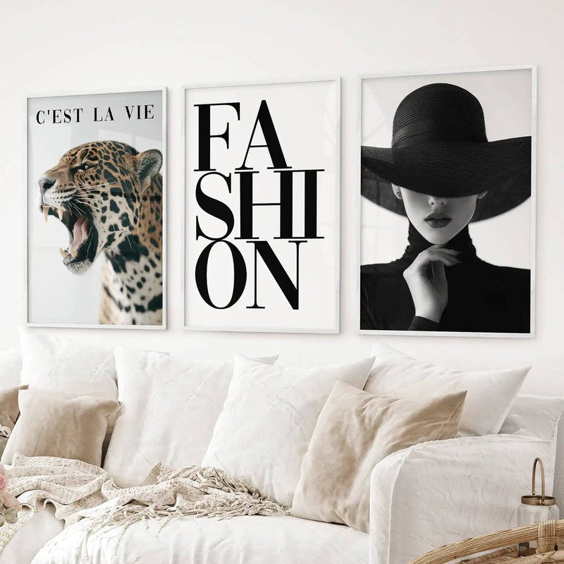 Modern Fashion Wall Art Set of 3. Leopard Print Aesthetic