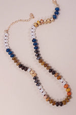 Natural Agate Glass Semi-Precious Bead Necklace