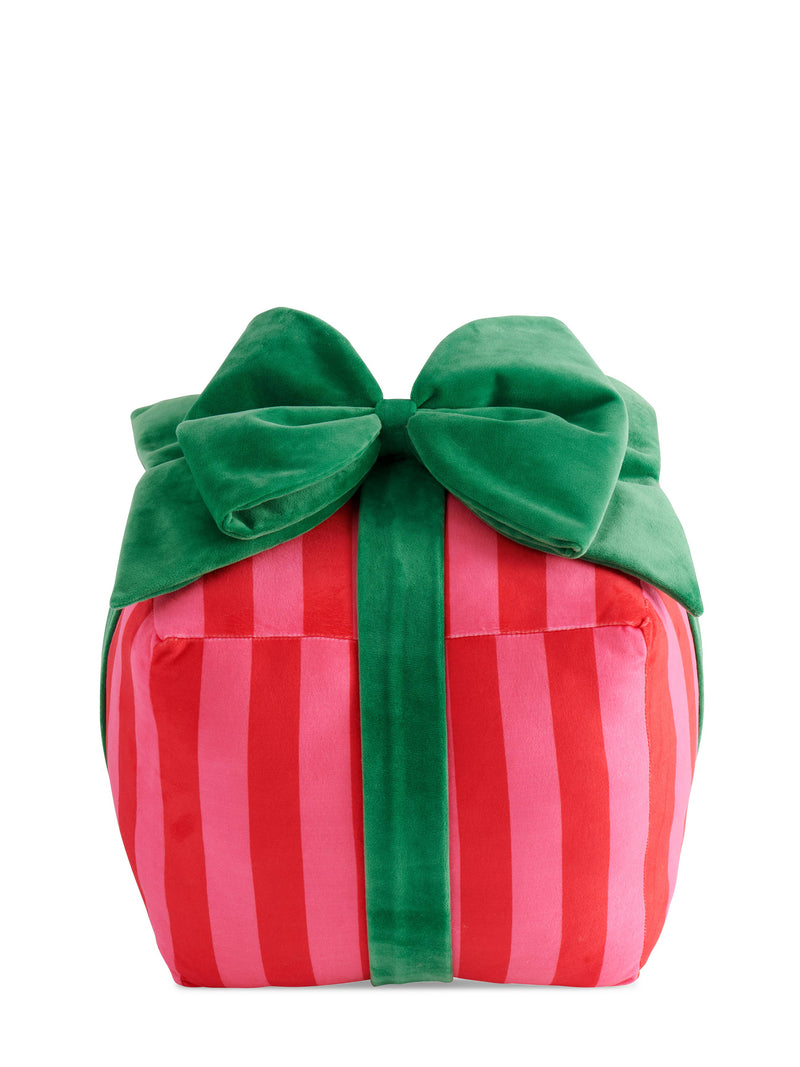 Striped Gift Box Large Pillow, Red
