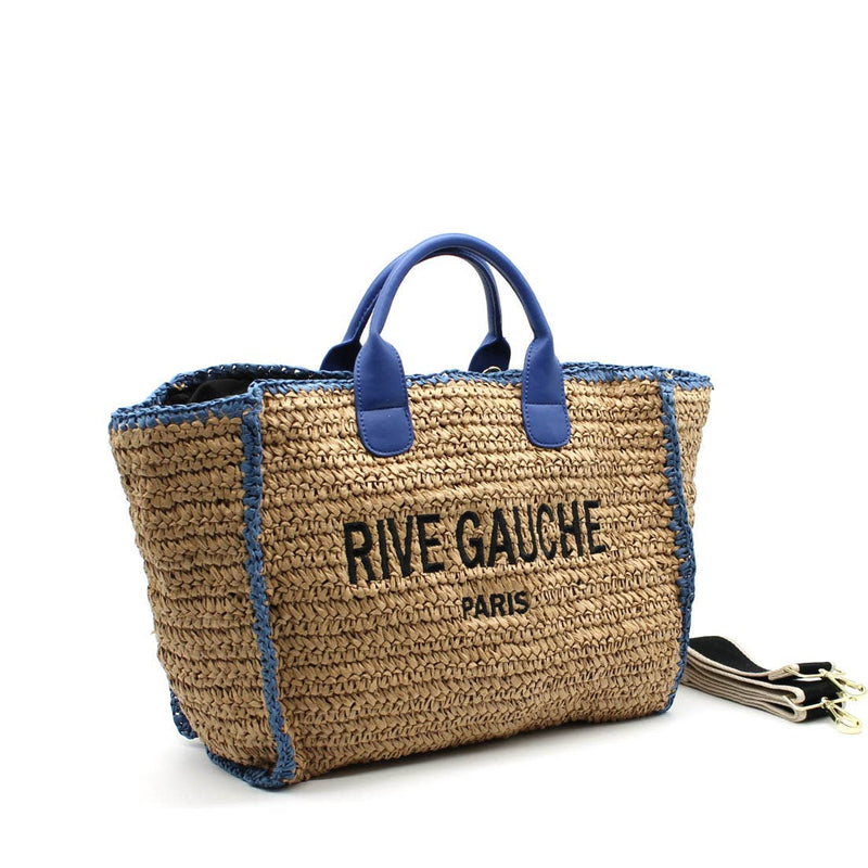 CROCHET RIVE GAUCHE bicolor woven tote bag