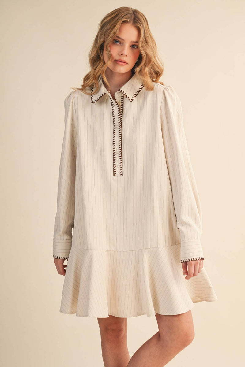 STRIPED BUTTON DOWN MINI DRESS