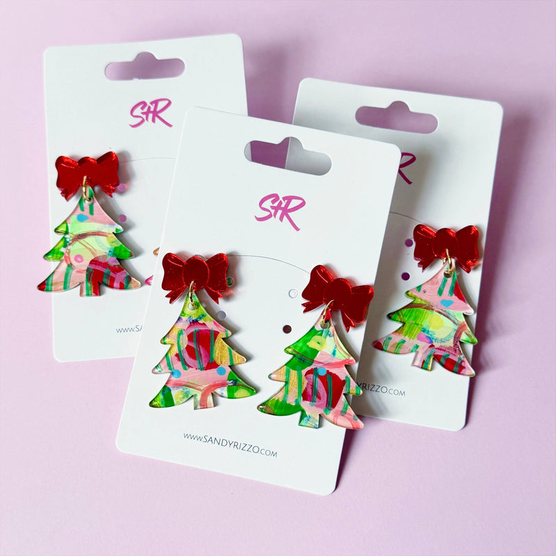 Hand-Painted Festival Fun Art Tree Dangle Earring