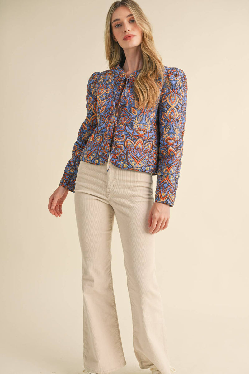 QUILTED PAISLEY PRINT JACKET