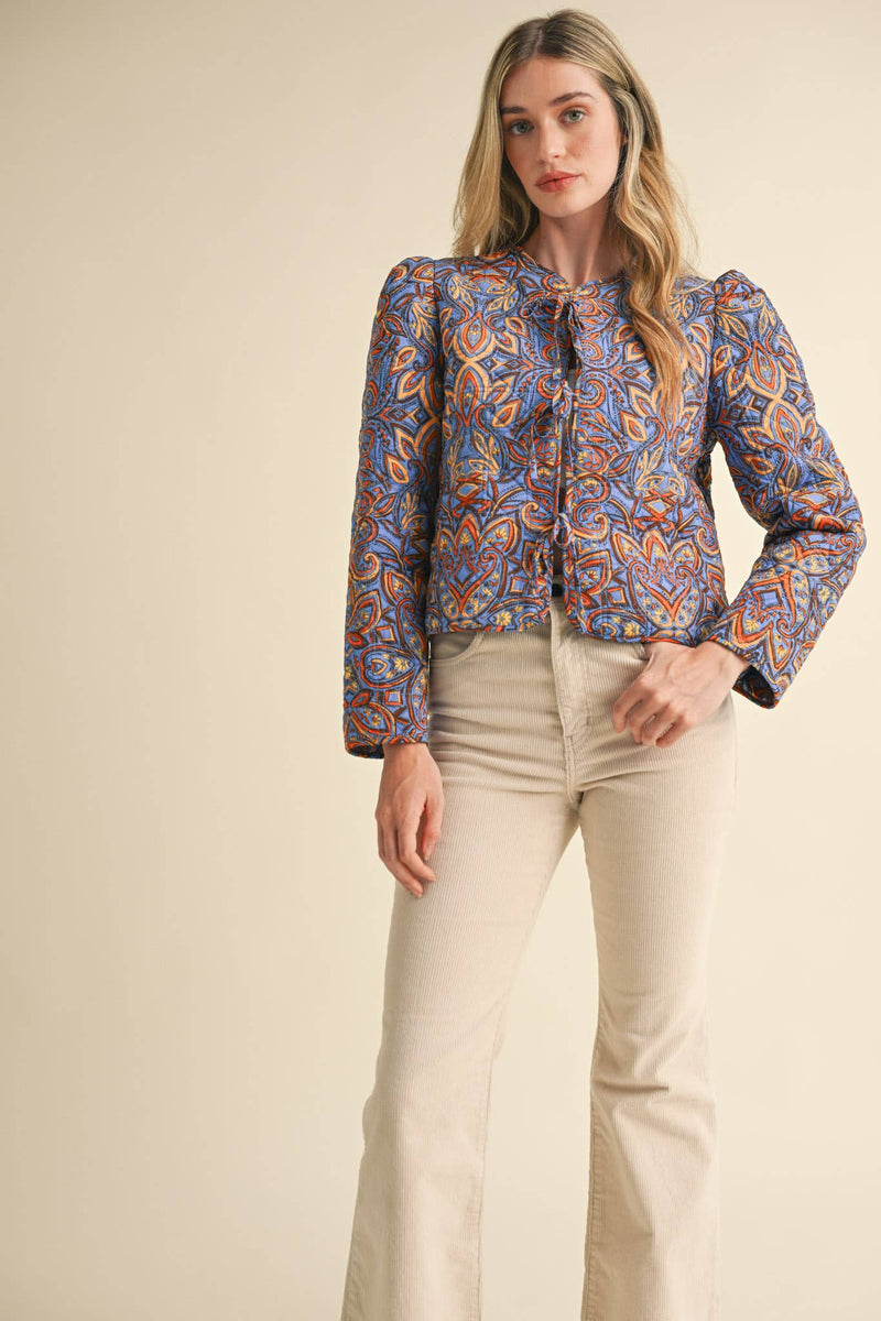 QUILTED PAISLEY PRINT JACKET
