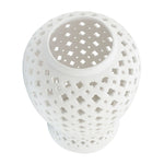 Ceramic Intricate Cut Out Lidded Jar - White, 24 in.