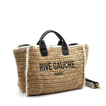 CROCHET RIVE GAUCHE bicolor woven tote bag
