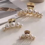 PEARL ALLOY GOLD HAIR CLAW CLIPS