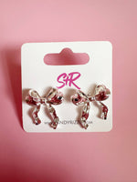 Silver Ribbon Bow Stud