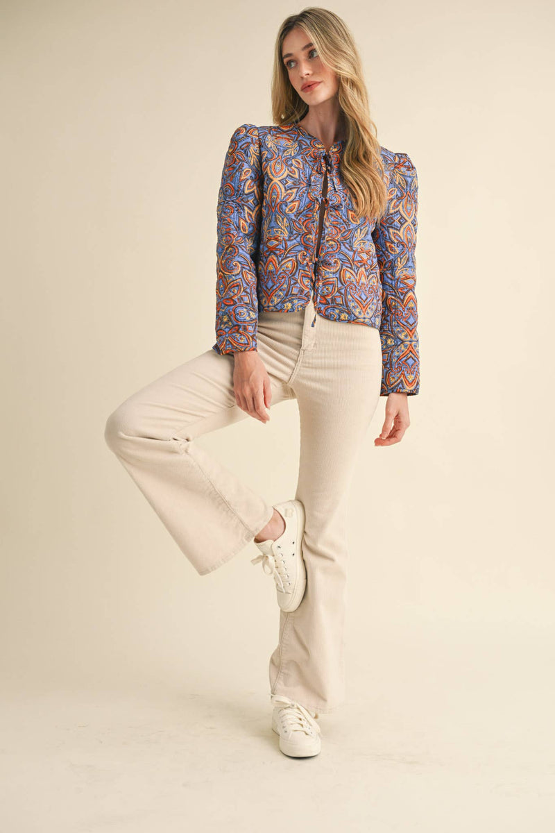 QUILTED PAISLEY PRINT JACKET