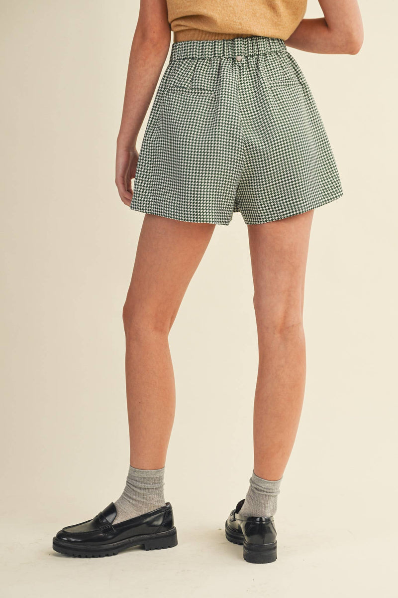 HOUNDSTOOTH PLEATED SHORTS