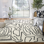 Abani Rugs Deco DEC520A Cream Black Abstract Area Rug: 7'9" x 10'2"