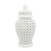 Ceramic Intricate Cut Out Lidded Jar - White, 24 in.