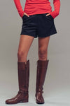 Suede High-Rise Tailored Shorts