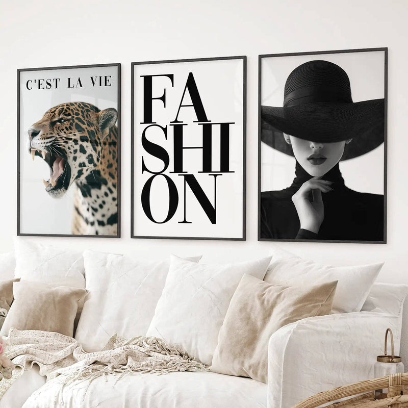 Modern Fashion Wall Art Set of 3. Leopard Print Aesthetic