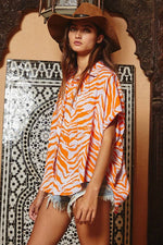 Zebra Short Dolman Sleeve Oversized Shirt