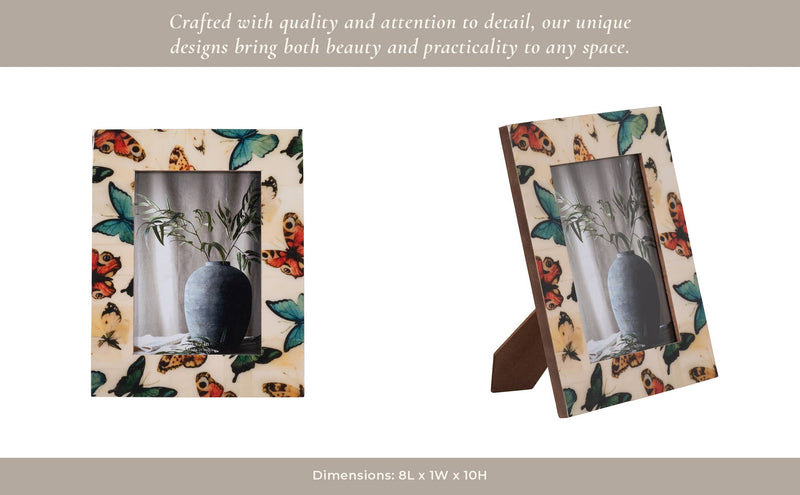 Wood and Resin Butterflies Photo Frame - Multi, 5x7 in.